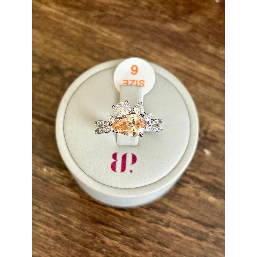 Bomb Party RBP5962 Dazzle and Glam Smokey Topaz Cubic Zirconia Rhodium Size 6